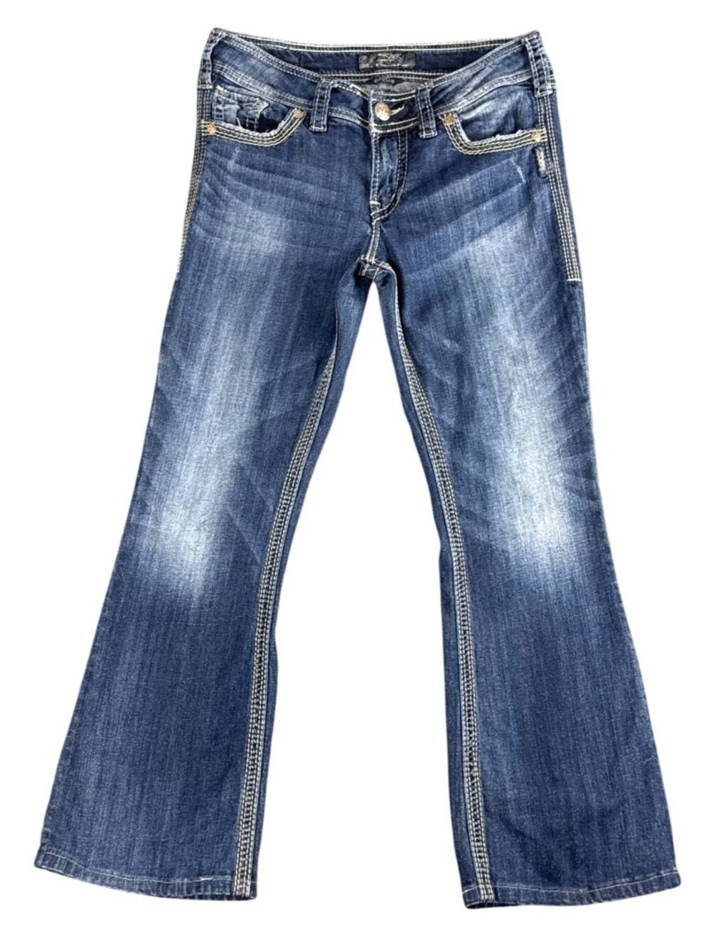 Silver Suki Surplus Bootcut Jeans Womens W29 L30 Dark Wash Stretch Contrast Y2K